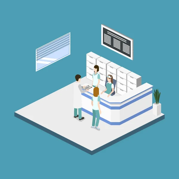 Sala de espera del hospital con personas — Vector de stock