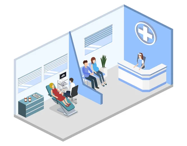 Hospital waiting room with people — Stock Vector