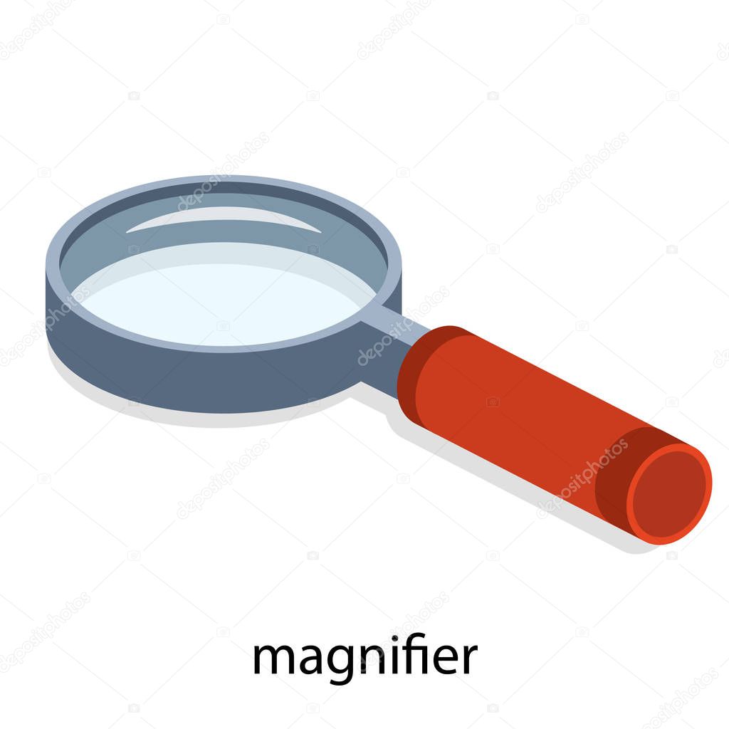 Isometric magnifying glass. 