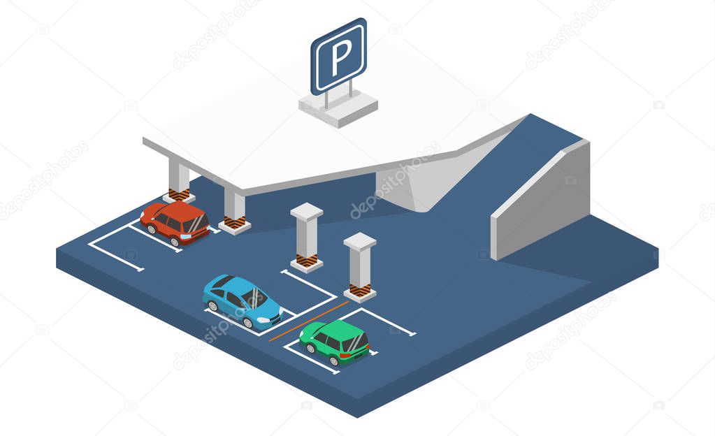 Underground parking with cars icon