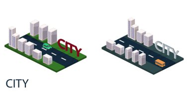 Harita üzerinde izometrik binalar