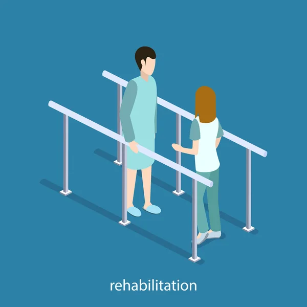 Patients en salle de réadaptation — Image vectorielle