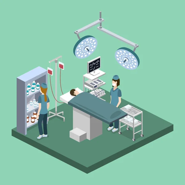 Operationssaal im Krankenhaus mit Menschen — Stockvektor