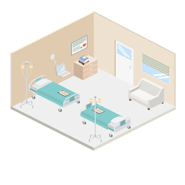 Empty hospital ward interior — Stock Vector