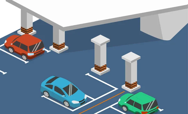 Underjordisk parkering med bilar — Stock vektor