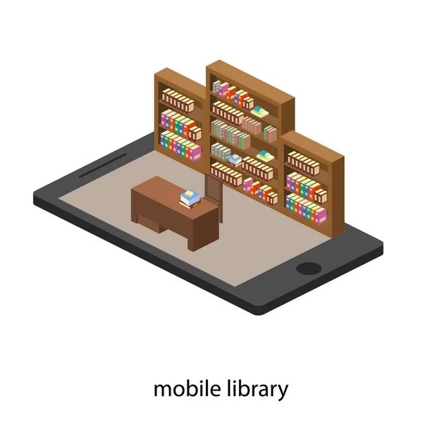 Bücherregale auf dem Smartphone — Stockvektor