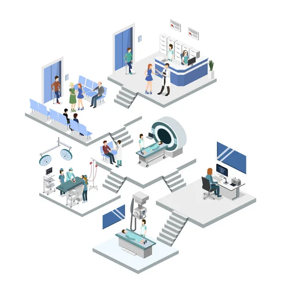 Isometric reception in the hospital — Stock Vector