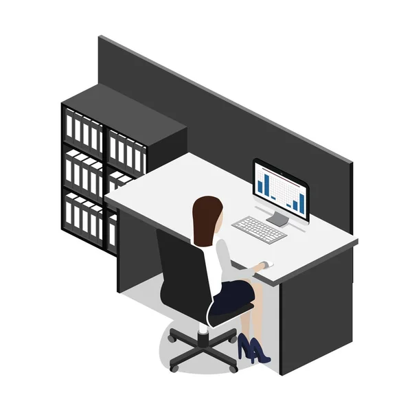 Office interiör med medarbetare — Stock vektor
