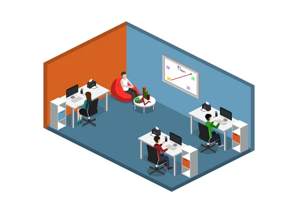 Office Interior with workers — Stock Vector