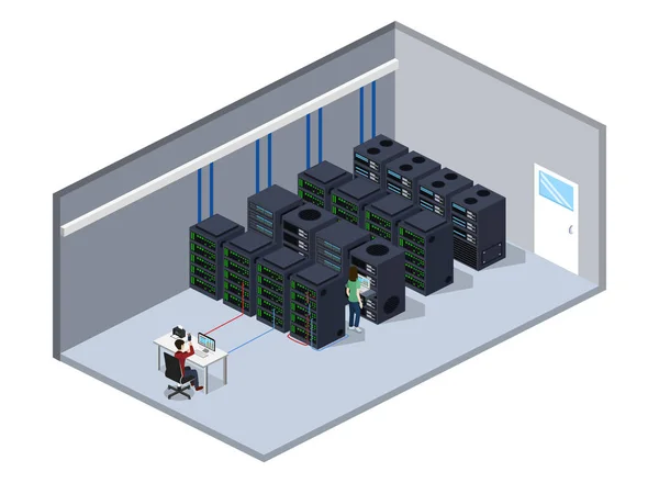 Centro de datos de sala de servidores — Vector de stock