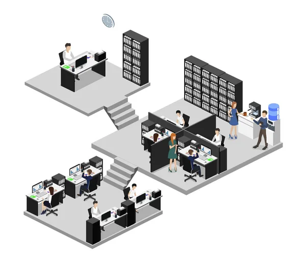 Département de bureau avec lieux de travail — Image vectorielle