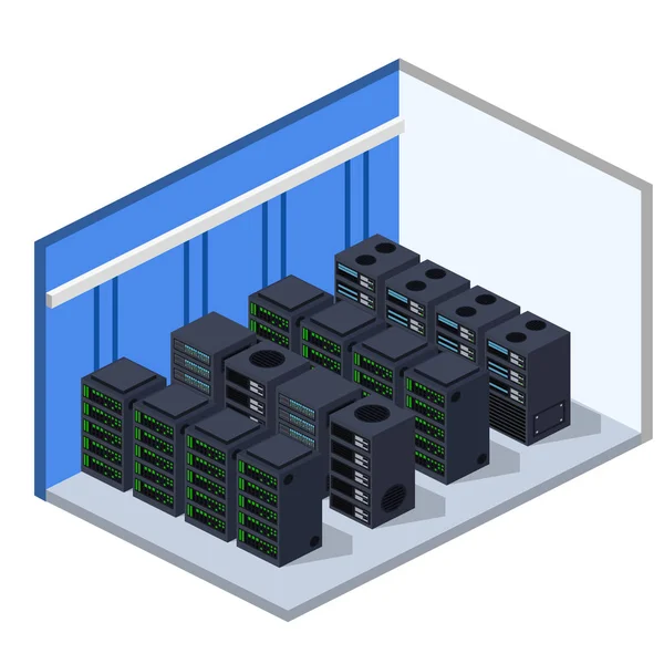 Centro de datos de sala de servidores — Vector de stock