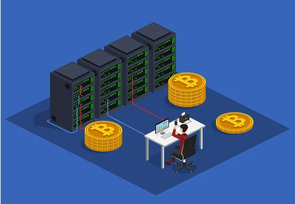 Έννοια της crypto νόμισμα bitcoin — Διανυσματικό Αρχείο