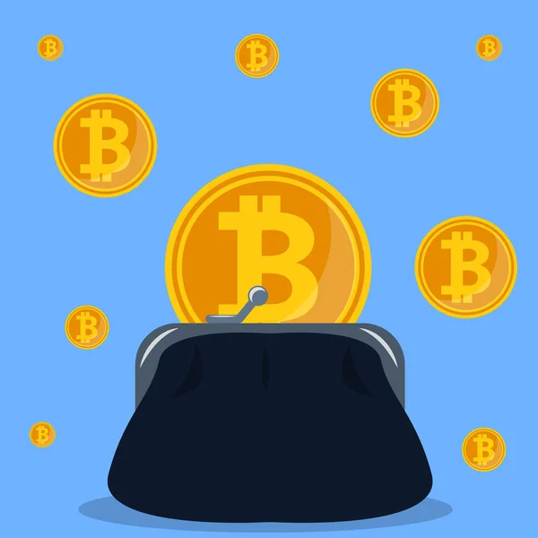 Κρυπτο-νόμισμα και γρι-γρι με bitcoin — Διανυσματικό Αρχείο