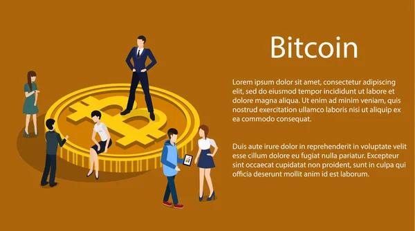 Kryptowährung Bitcoin mit Menschen — Stockvektor