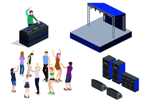 DJ en el escenario detrás del control remoto — Archivo Imágenes Vectoriales