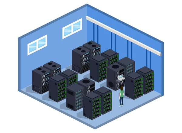 Centros de dados de sala de servidor — Vetor de Stock