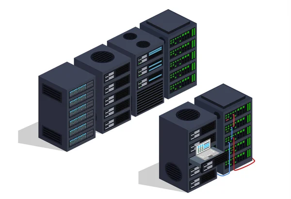 Centros de dados de sala de servidor —  Vetores de Stock