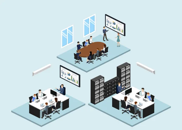 Interior Isométrico da conferência de departamento —  Vetores de Stock