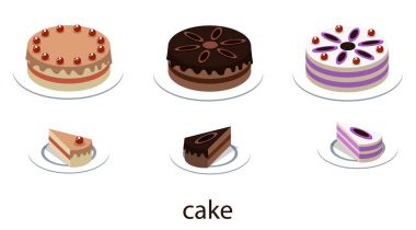 İzometrik 3d illüstrasyon kavramı bir tatil pasta dilimleri ile vektör