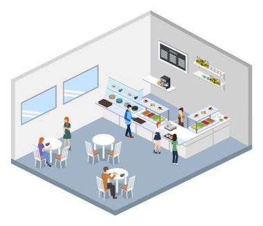 İzometrik 3d şekerlemeler ziyaretçi ile illüstrasyon kavramı vektör