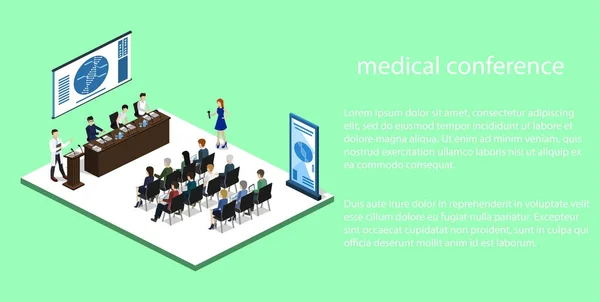 Relatório em uma conferência médica com os alunos — Vetor de Stock