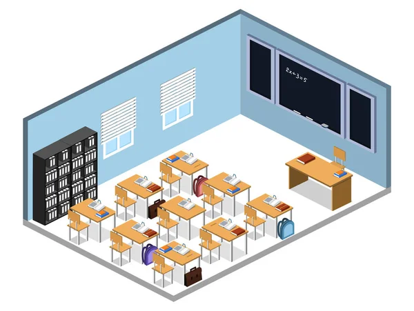 Classe intérieure à l'école avec les élèves — Image vectorielle