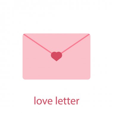 Mutlu Sevgililer günü kartı aşk mektubu düz vektör çizim