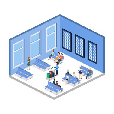 Havaalanı Bagaj ile insanlara vektör çizim