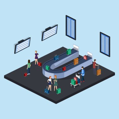 insanlar havaalanında uçak bekliyor ve Bagaj