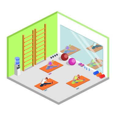 insanlar yoga sınıfındaki egzersizleri yapıyor