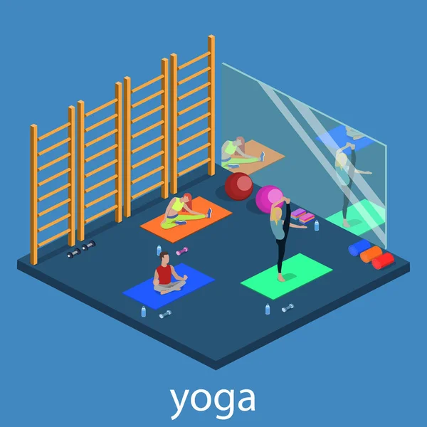 Menschen Machen Übungen Yoga Kurs — Stockvektor