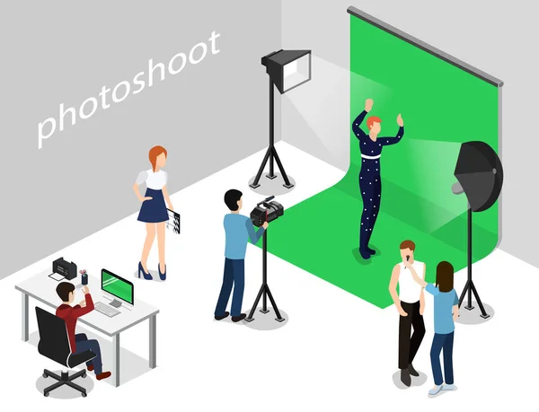 personel ve aktörler ile film stüdyosu içinde photoshoot