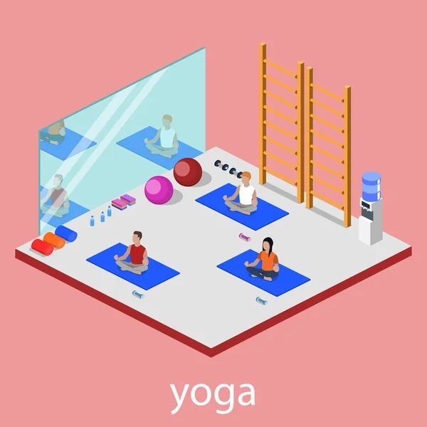 Personnes Faisant Des Exercices Cours Yoga — Image vectorielle