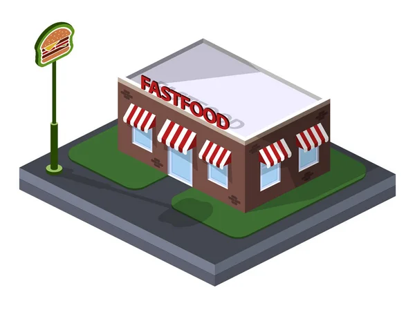 Café Fast Food Com Hambúrguer Banner — Vetor de Stock