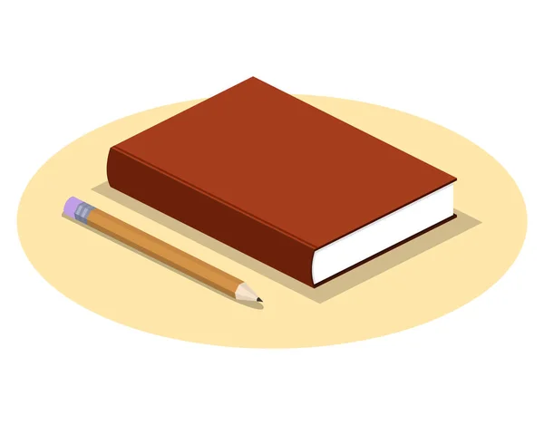 Liegebuch Mit Bleistift Auf Gelber Oberfläche — Stockvektor