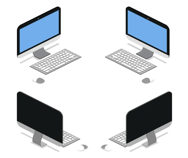 Ordinateur Isométrique Vue Face Vue Dos — Image vectorielle