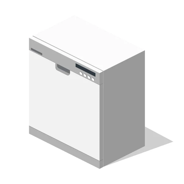 Isometrische Geschirrspülmaschine Für Küche Auf Weißem Hintergrund — Stockvektor
