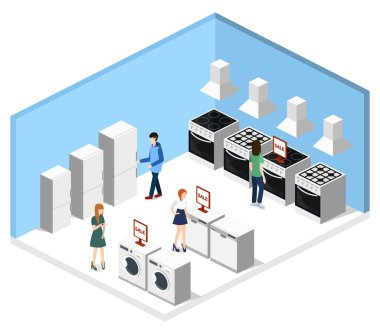 İzometrik 3d donanım deposunun illüstrasyon vektör