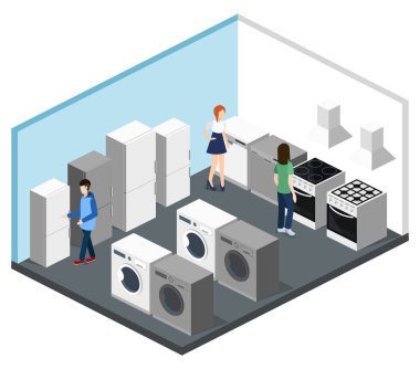 İzometrik 3d donanım deposunun illüstrasyon vektör