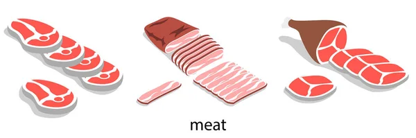 Нарезанное свежее мясо — стоковый вектор