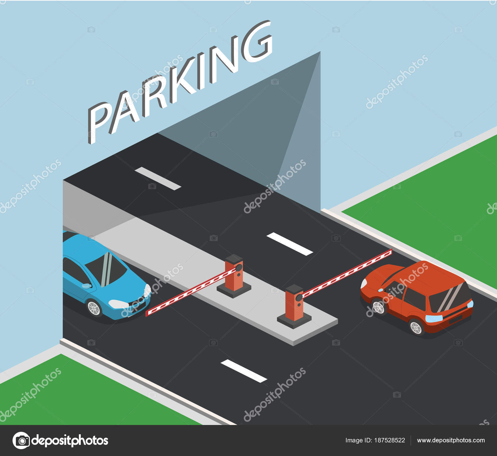 Entrance Exit Parking Lot Flat Design Stock Vector by ©Cathal_Shtadler  187528522, image size:1600x1470
