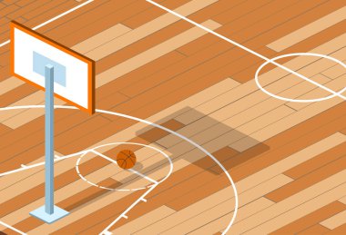 Topu basketbol alan düz tasarımı