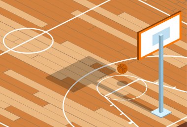 Topu basketbol alan düz tasarımı