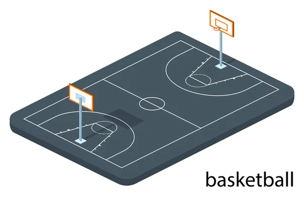 基于白色背景的篮球场平面设计 — 图库矢量图片