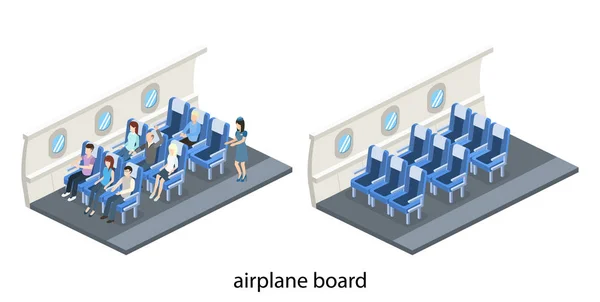 Bordo Aeronaves Bordo Com Passageiros Hospedeira — Vetor de Stock