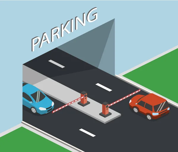 Entrée Sortie Parking Design Plat — Image vectorielle