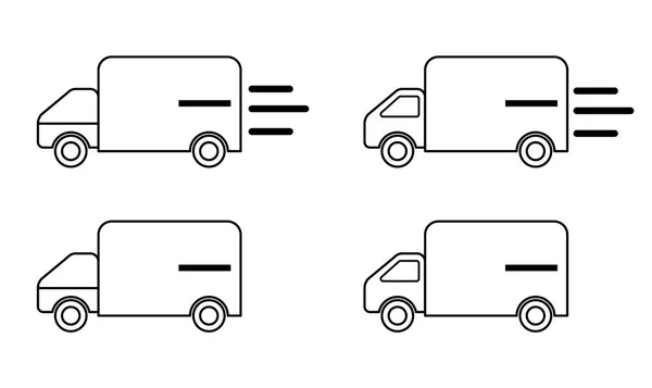 Iconos Planos Para Camiones Express Rápidos Logística — Vector de stock