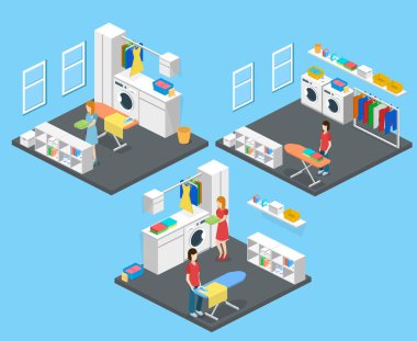 Çamaşırhane veya çamaşır makinesi ve demir temizlik Oda