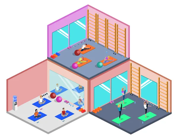 Cours Yoga Pilates Les Gens Font Sport — Image vectorielle